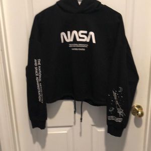NASA black H&M cropped hoodie size small NWOT